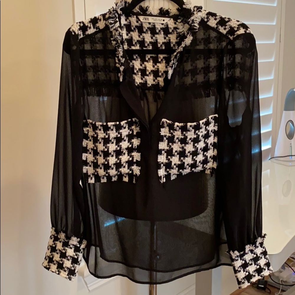 Zara sheer black blouse